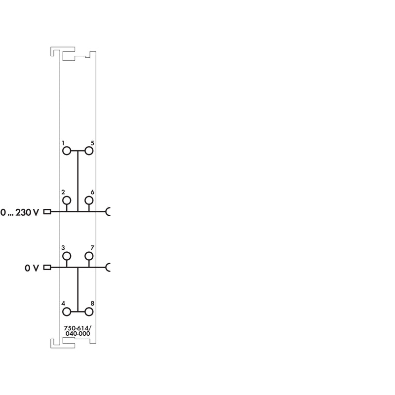 WAGO - Feldbus, Dez. Peripherie - Einspeise- und Segmentmodul Potentialvervielfältigung. 750-614/040-000 AC/DC 0 230 V