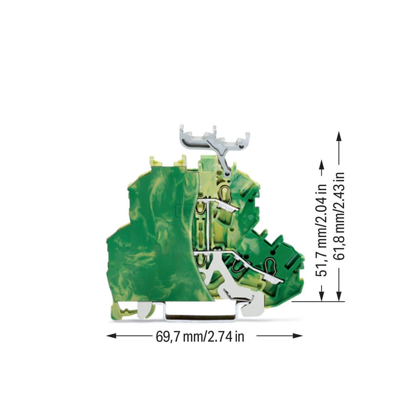 WAGO - Schutzleiter-Reihenklemme Doppelstockklemme 2002-2237/099-000 − 50 Stück