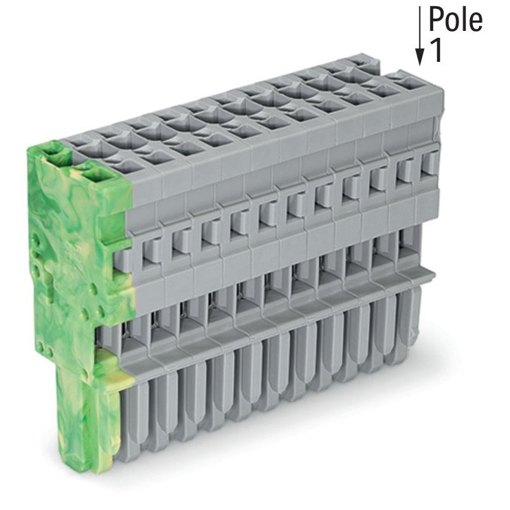WAGO - Ein- und mehrpolige Klemmenleiste 1-Leiter-Federleiste 769-112/000-037 4mm²,gr/gn-ge − 20 Stück
