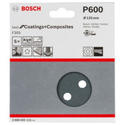 Bosch - Schleifpapier/Schleifvlies PRO F355 Schleifblatt, 125 2608605122 mm, G600, 5-tlg