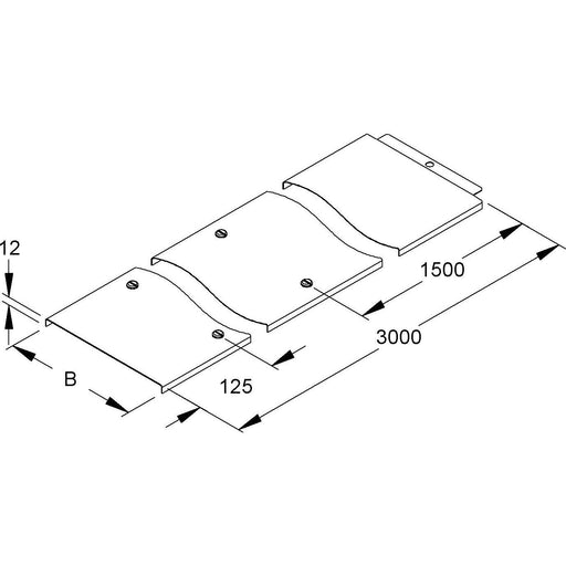 Niedax - Deckel für Kabeltragsystem Kabelrinnendeckel RDV 500 F − 3 Meter
