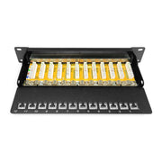 DIGITUS - Patchpanel Kupfer Panel 10" Class E 12-Port DN-91612S LSA 1HE RAL9005 sw