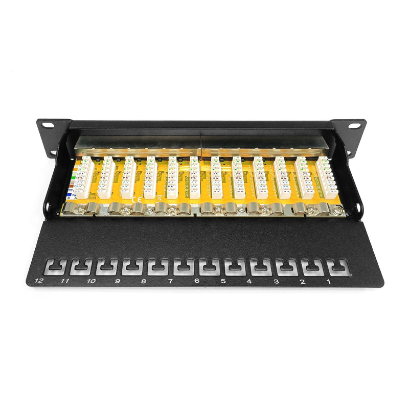 DIGITUS - Patchpanel Kupfer Panel 10" Class E 12-Port DN-91612S LSA 1HE RAL9005 sw