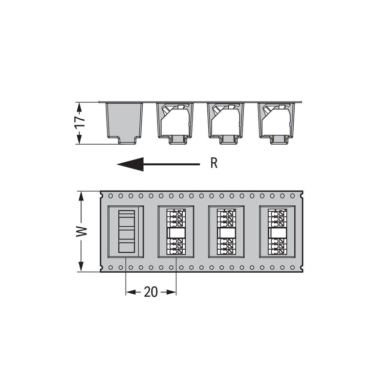 WAGO - Leiterplattenklemme THR-Leiterplattenklemme 250-203/353-604/997- Drücker,1,5mm²,sw − 160 Stück
