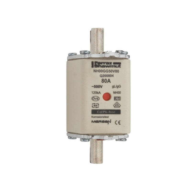 Mersen - Messersicherung NH-Sicherungseinsatz SF NH00GG50V80 Gr.00 gG 80A/500V KM − 3 Stück
