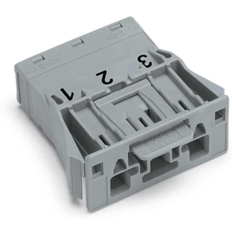 WAGO - Geräteanschluss für steckbare Gebäudeinstallation Snap-In-Stecker 770-753 3-polig,Kod. B,grau − 100 Stück