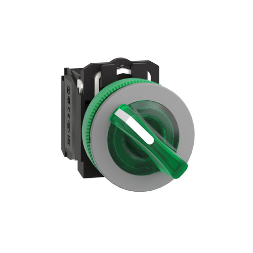 Schneider Electric - Wahlschalter, Komplettgerät Leuchtwahlschalter XB5FK123B5C0 gn,24V,1S+1Ö,in gr