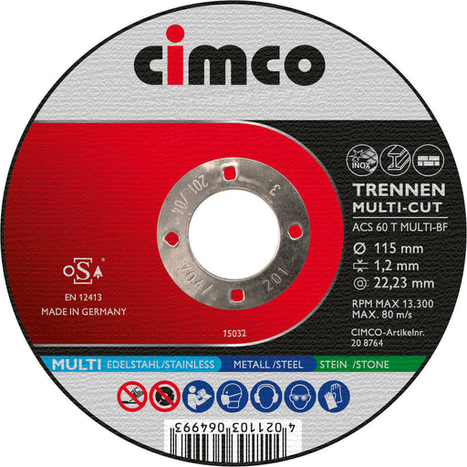 Cimco Werkzeuge - Trennscheiben-Set Trennscheiben MULTI-CUT 206844 (VE10) 10x 115x1,2mm