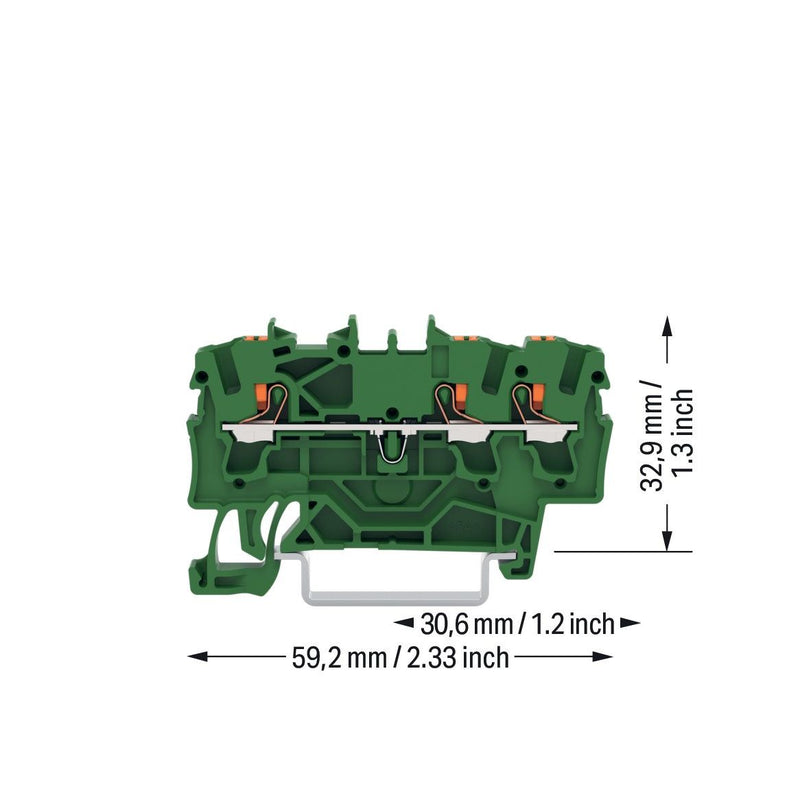 WAGO - Durchgangs-Reihenklemme 3-Leiter-Durchgangsklemme 2202-1301/000-001 − 100 Stück