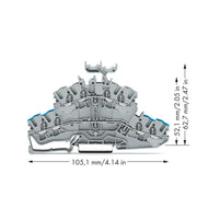 WAGO - Durchgangs-Reihenklemme 4-Leiter-Doppelstockklemme 2002-2432 N/L,grau − 50 Stück