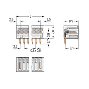 WAGO - Leiterplattensteckverbinder Leiterplattenklemme 733-362 Lötstift,2,5mm, 2p − 200 Stück