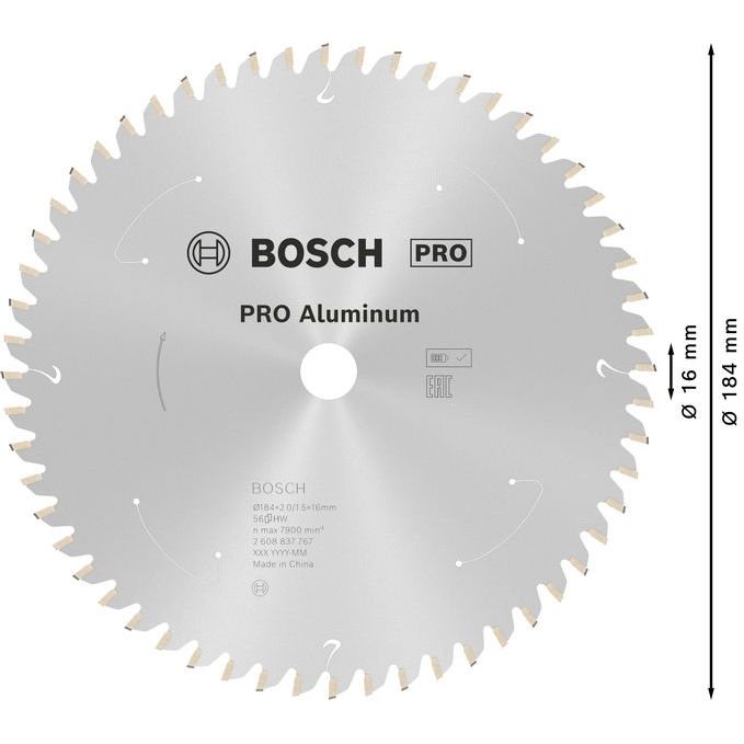 Bosch - Kreissägeblatt PRO Aluminium cordless 2608837767 Kreissägeblatt 184 x