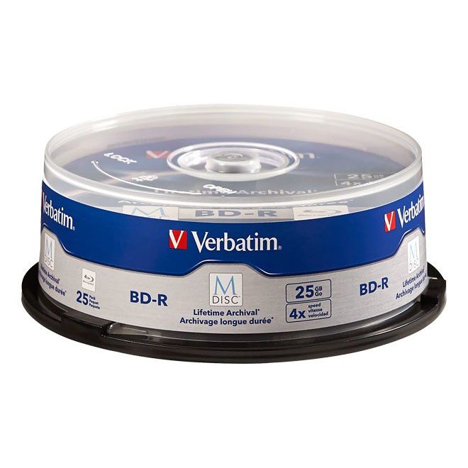 Verbatim - Speichermedium digital M-DISC BD-R 25GB/1-4x 98909 (VE25) Cakebox (25 Disc)