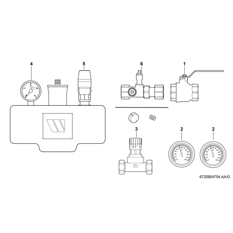 Bosch Thermotechnik - Zubehör/Ersatzteile für Wärmepumpe Heizkreissystempaket NR1121