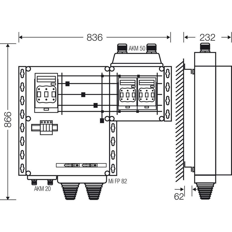 Hensel - Sicherungslasttrennschalter mit Gehäuse Mi-Hauptleitungsverteiler Mi HV 6152 S 2x3xNH00 125A 5-pol