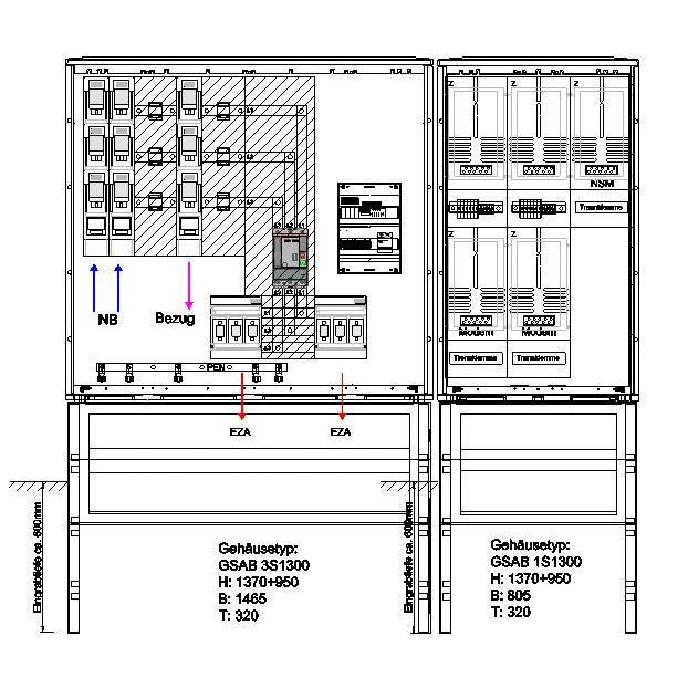 GSAB Elektrotechnik - Zähler-Komplettschrank Wandlermessung 04.W630.AR-01-Ei N-energie 630A