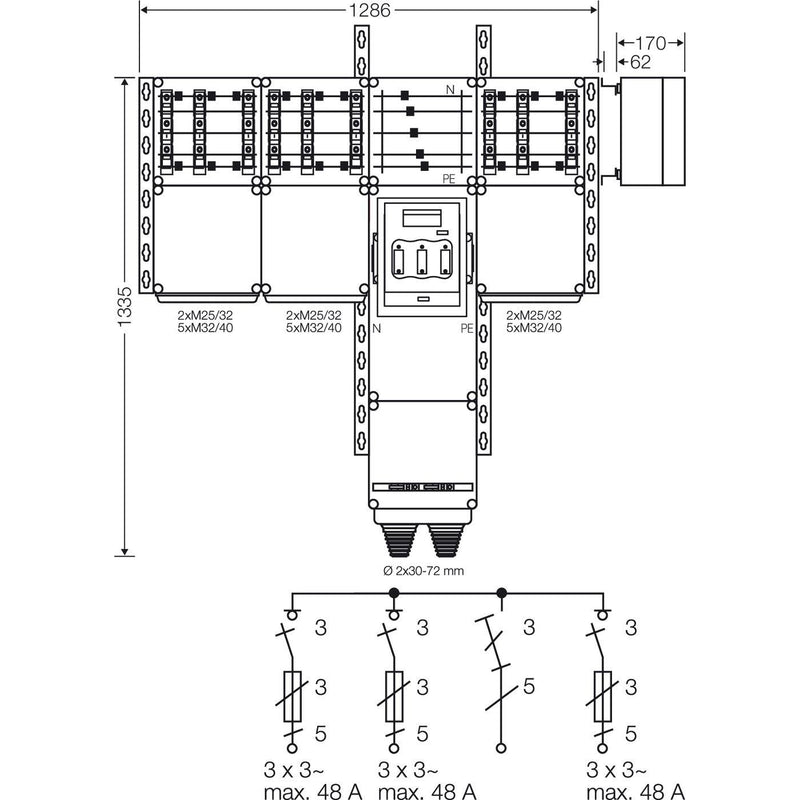 Hensel - Sicherungskasten PV-Wechselrichter-Sammler Mi PV 5341 220kVA
