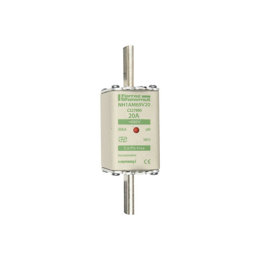 Mersen - Messersicherung Sicherungseinsatz NH aM NH1AM69V20 Gr.1 20A sfü KM − 3 Stück