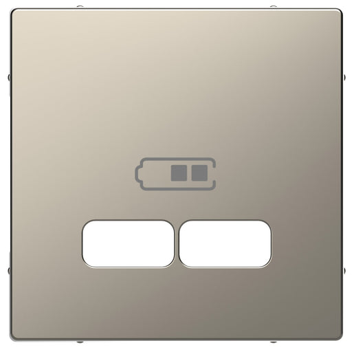 Merten - Einsatz/Abdeckung für Kommunikationstechnik Zentralplatte ni-metall MEG4367-6050 f.USB Ladest.Einsatz