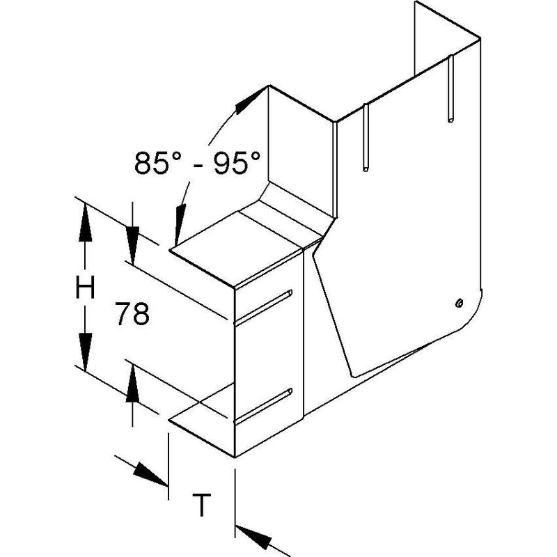 Niedax - Flachwinkel für Geräteeinbaukanal GK-Vertikaleck 90Gr. GKVV 110-78T60 L 110x61mm − 2 Stück