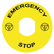 Schneider Electric - Bezeichnungsschild für Befehlsgeräte Not-Aus-Schild ZBY8330 D=90 EMERGENCY − 10 Stück