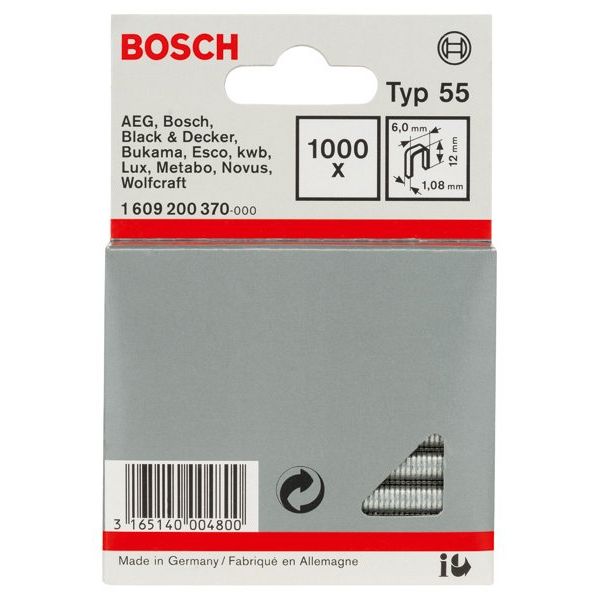 Bosch - Heftklammer Schmalrückenklammer Typ 1609200370 55 6 x 1,08 x 12 mm