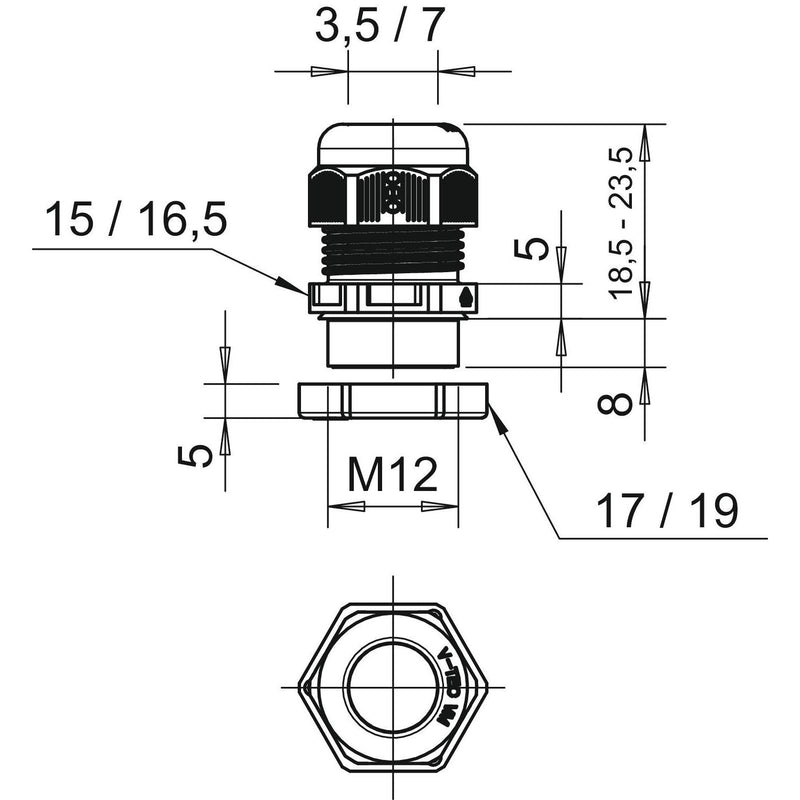 OBO Bettermann - Kabelverschraubung Verschraubung V-TEC VM12+ LGR mit Gegenmutter