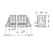 WAGO - Leiterplattensteckverbinder THT-Federleiste abgewink. 734-541/037-000 3,5mm,lichtgrau − 50 Stück