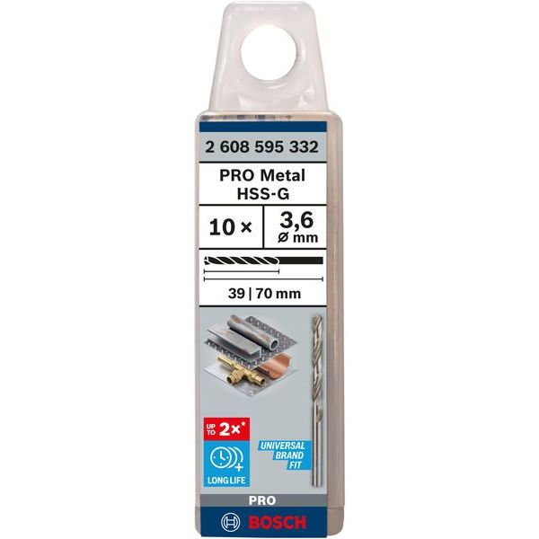 Bosch - Bohrer PRO Metal HSS-G 2608595332 Spiralbohrer 3,6 x