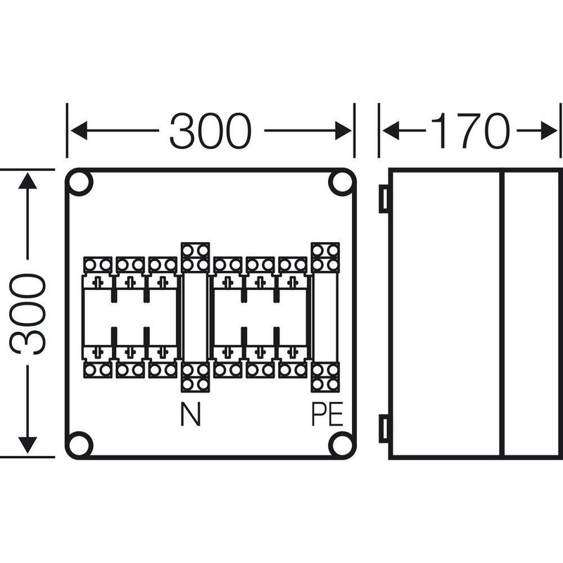 Hensel - Sicherungskasten Sicherungsgehäuse Mi 4250 2xNH00 3p. 125A+PE+N