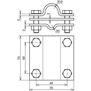 DEHN - Anschlussklemme für Stab-/Tiefenerder TE-Anschlussklemme AKTE20710FL40V4A NIRO f.D20 f.Rd7-10