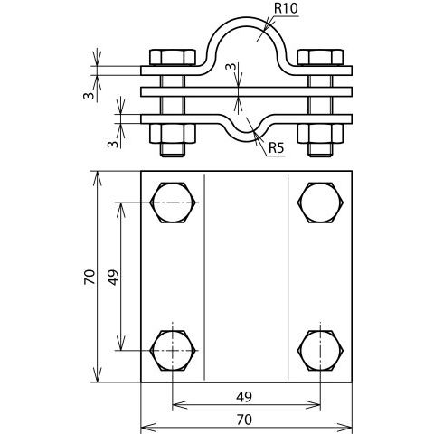 DEHN - Anschlussklemme für Stab-/Tiefenerder TE-Anschlussklemme AKTE20710FL40V4A NIRO f.D20 f.Rd7-10