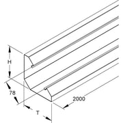 Niedax - Geräteeinbaukanal Pultkanalunterteil PLU 120-78 W − 8 Meter