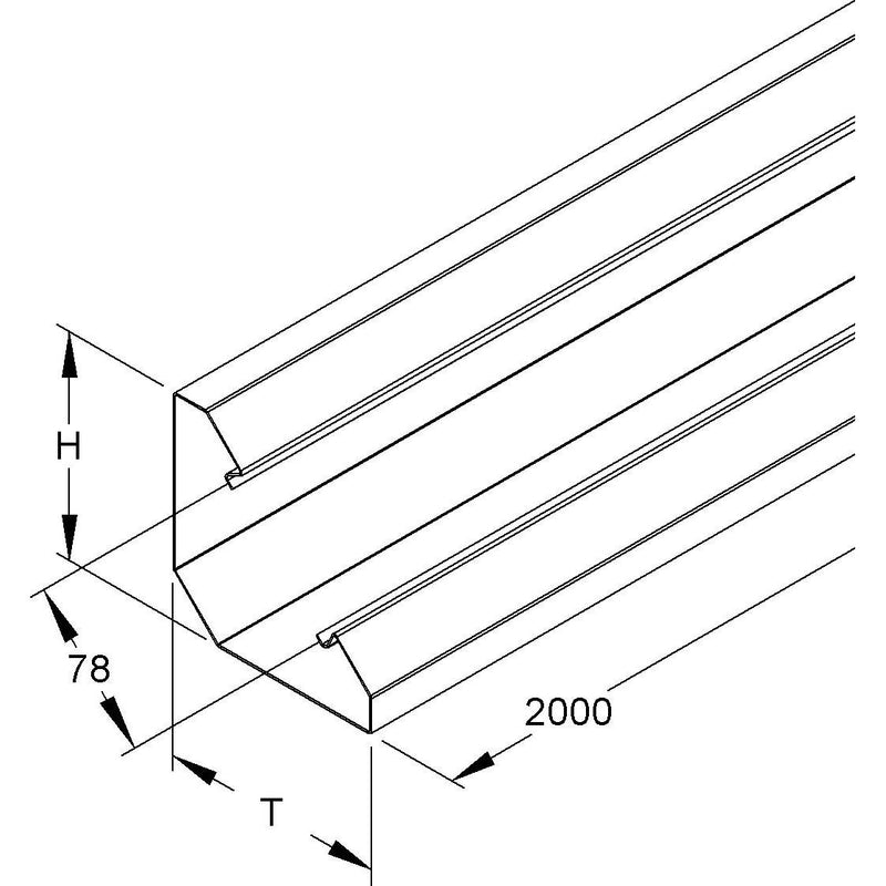 Niedax - Geräteeinbaukanal Pultkanalunterteil PLU 120-78 W − 8 Meter