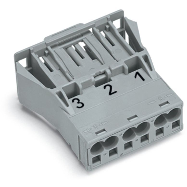 WAGO - Geräteanschluss für steckbare Gebäudeinstallation Snap-In-Stecker 770-753 3-polig,Kod. B,grau − 100 Stück