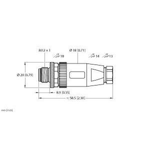 Turck - Zubehör/Ersatzteile für Steuerungen M12x1 Rundsteckverbinder WAS5-THERMO mit Pt1000 Fühler