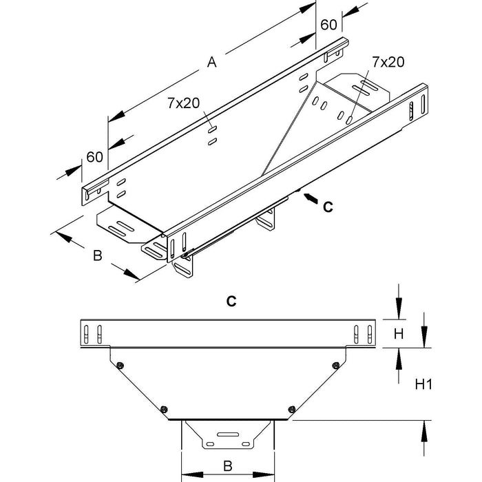 Niedax - Abgangstrichter für Kabelrinne Abgangstrichter-Set RTL 60.070  − 1 Stück
