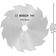 Bosch - Kreissägeblatt PRO Wood cordless 2608837684 Kreissägeblatt 165 x