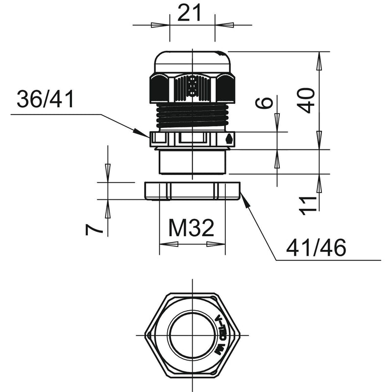 OBO Bettermann - Kabelverschraubung V-TEC VM32+ OR or, m. Gegenmutter − 10 Stück
