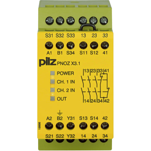 Pilz - Gerät zur Überwachung von sicherheitsgerichteten Stromkreisen Not-Aus-Schaltgerät PNOZ X3.1 #774322 240AC24DC3n/o1n/c1so