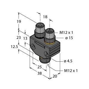 Turck - Passiver Sensor-/Aktor-Verteiler (mit Leitung) Zweifachverteiler VB2-FKM5-2FSM4.4 − 1 Stück