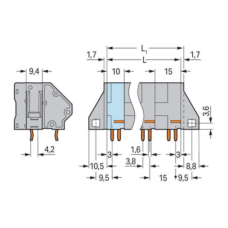 WAGO - Leiterplattenklemme 745-603/006-000 16mm² − 24 Stück