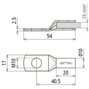 DEHN - Presskabelschuh für Cu-Leiter Presskabelschuh PKS 25 10 CUGALSN − 3 Stück