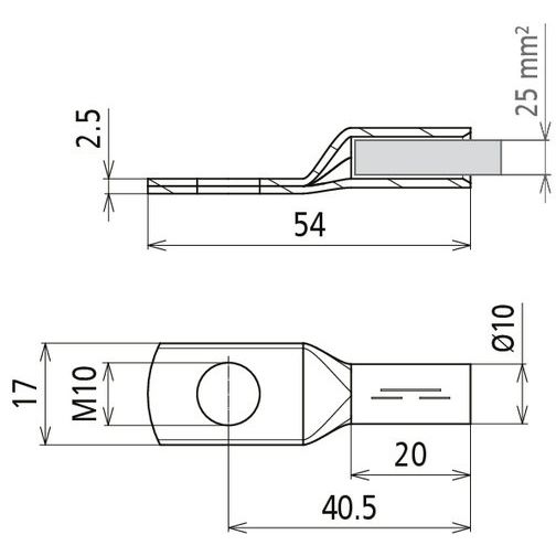 DEHN - Presskabelschuh für Cu-Leiter Presskabelschuh PKS 25 10 CUGALSN − 3 Stück