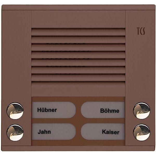 TCS Tür Control - Türstation für Türkommunikation Audioaußenstation 2-reihig PES04-EB/04 4 Tasten AP bronze