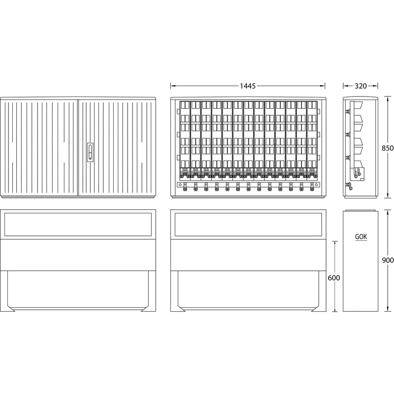 uesa - Kabelverteilerschrank IP44 B130 Standard 850x1445x320mm