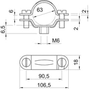 OBO Bettermann - Befestigungsschelle für Kabel/Rohre Abstandschelle 2900 M6 61-64 G m.Gewindeanschluss − 20 Stück