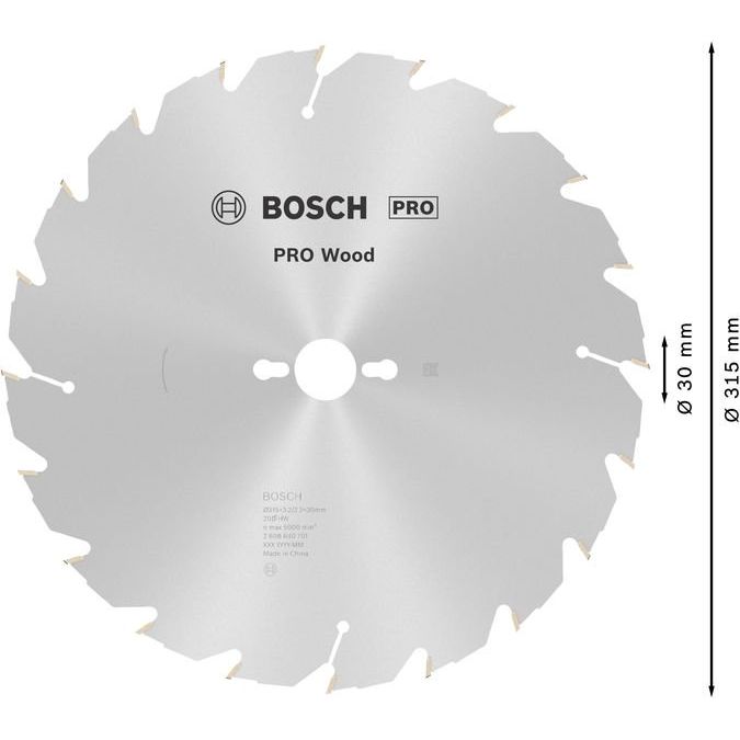 Bosch - Kreissägeblatt PRO Wood Kreissägeblatt, 2608640701 315 x 3,2 x 30 mm