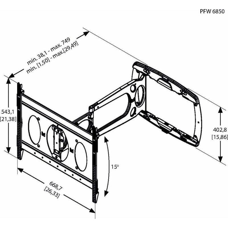 Vogels - Halterung für Audio-/Videosysteme Display Wandhalterung PFW6850 sw dreh-/neigbar,45kg