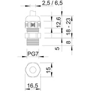 OBO Bettermann - Kabelverschraubung Verschraubung V-TEC PG7 SGR − 50 Stück